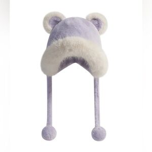 Cozy Purple Bear Ear Kids Hat